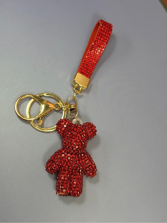 Source Unknown Accessories - Dazzling Red Crystal Teddy Bear Keychain Wristlet